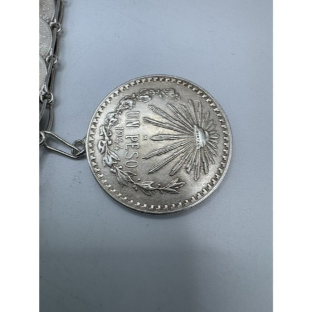 Vintage Mexican Coin Bracelet Solid Silver Unique Collectible Jewelry From 40s - Picture 8 of 16